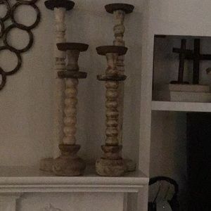 4 candlesticks wooden